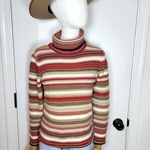 Vintage Talbots Petites Striped Turtleneck Sweater Small Fall Retro Y2K Fall